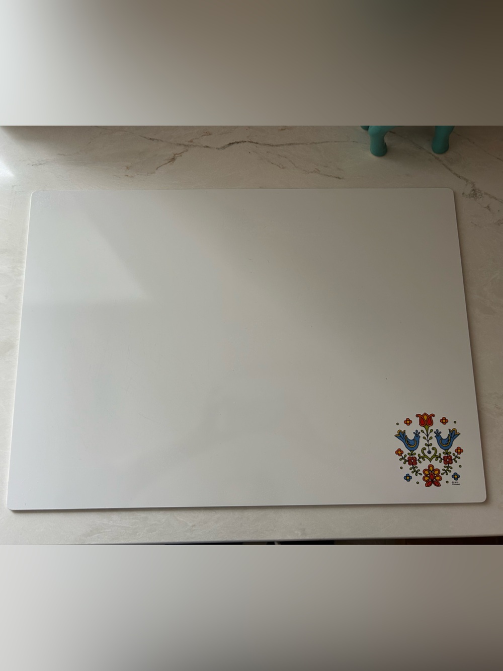 Vintage Corning Blue Bird Floral Glass Cutting Board 1975